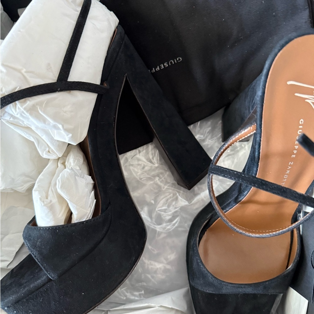 Giuseppe Zanotti Black Suede Platform Heels - Picture 3 of 4